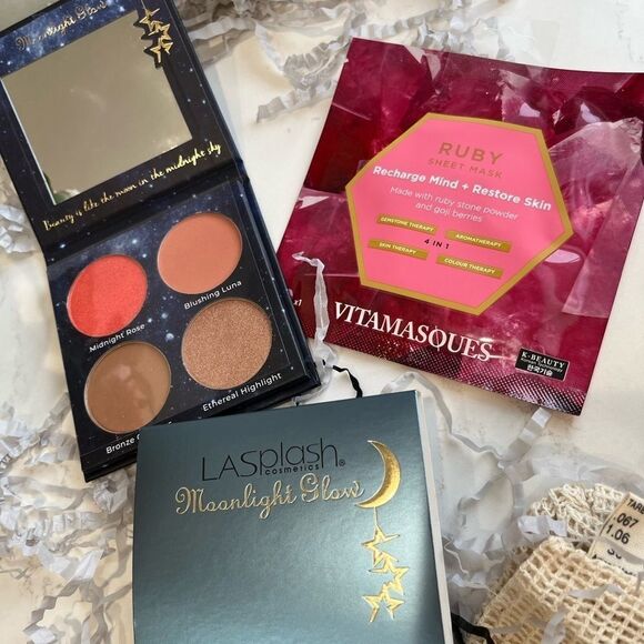 NEW Beauty Box LA Splash Palette Blush Bronzer Highlighter RUBY KoreanSHEET MASK - Picture 1 of 7